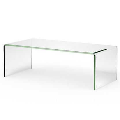 42 x 19.7 Inch Clear Tempered Glass Coffee Table with Rounded Edges - Direct by Wilsons Home Store