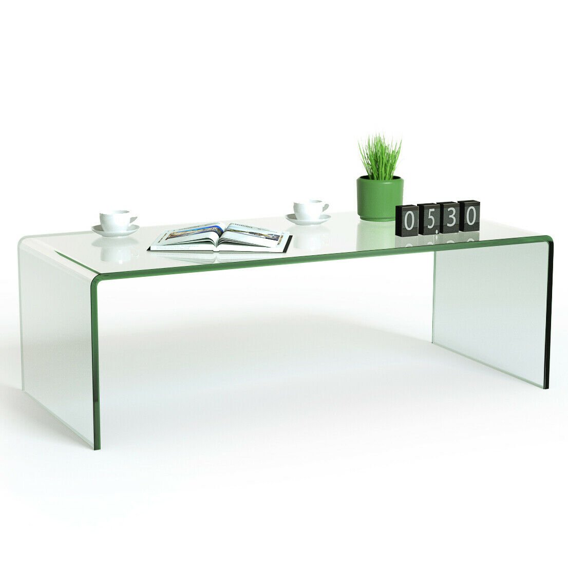 42 x 19.7 Inch Clear Tempered Glass Coffee Table with Rounded Edges - Direct by Wilsons Home Store