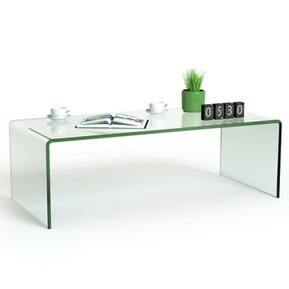 42 x 19.7 Inch Clear Tempered Glass Coffee Table with Rounded Edges - Direct by Wilsons Home Store