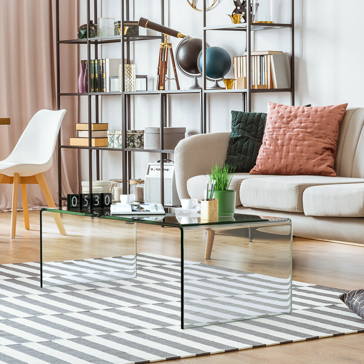 42 x 19.7 Inch Clear Tempered Glass Coffee Table with Rounded Edges - Direct by Wilsons Home Store