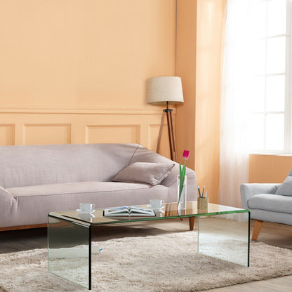 42 x 19.7 Inch Clear Tempered Glass Coffee Table with Rounded Edges - Direct by Wilsons Home Store