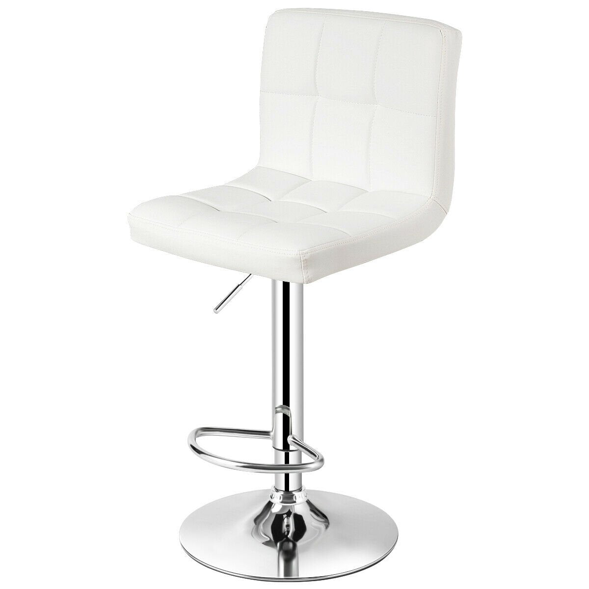 Adjustable Swivel Bar Stool with PU Leather-White - Direct by Wilsons Home Store