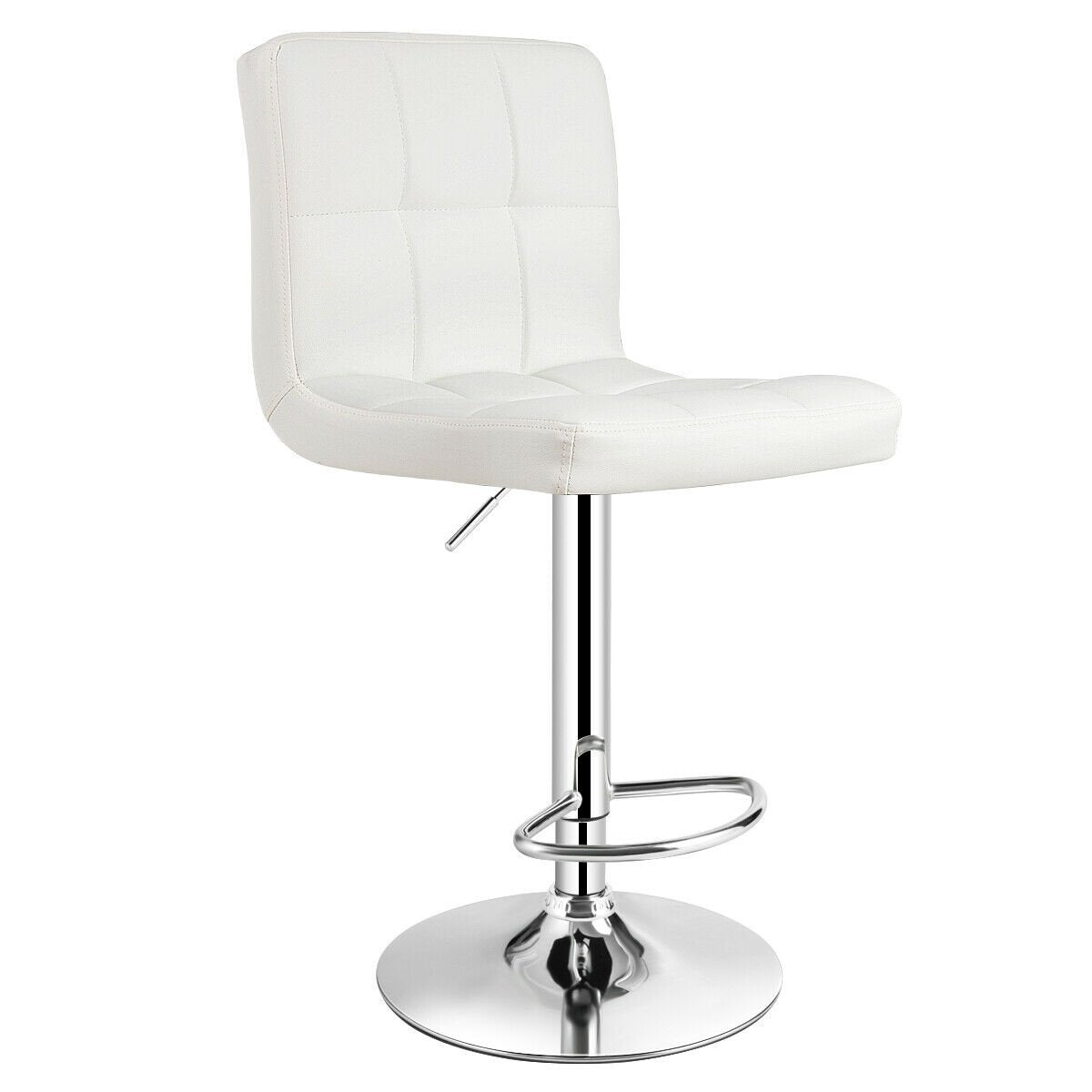 Adjustable Swivel Bar Stool with PU Leather-White - Direct by Wilsons Home Store