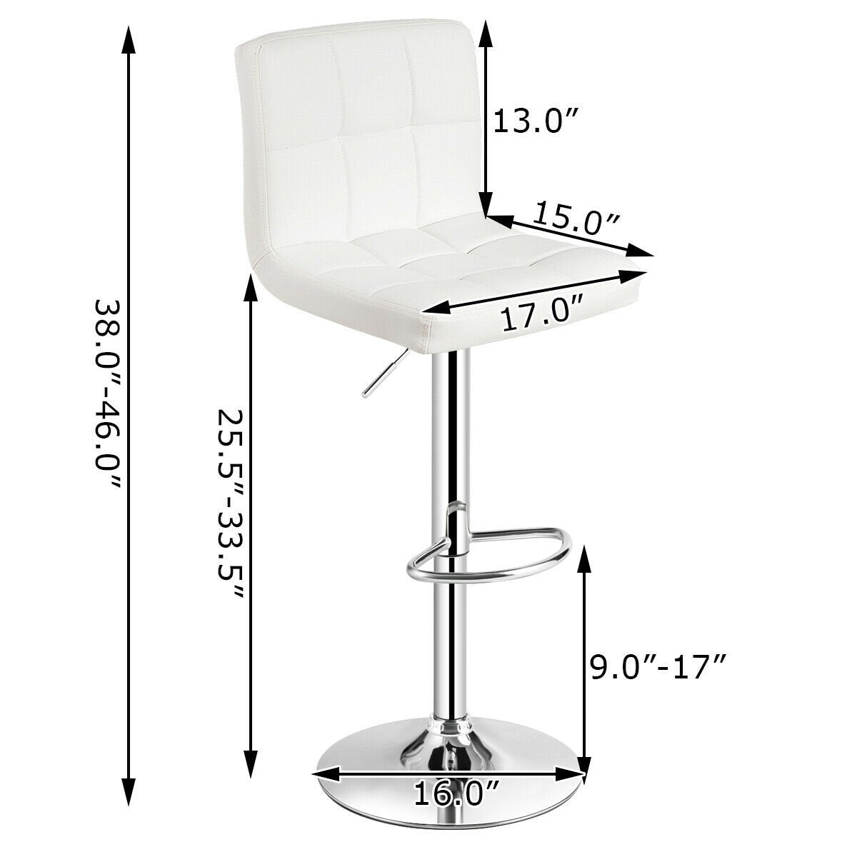Adjustable Swivel Bar Stool with PU Leather-White - Direct by Wilsons Home Store