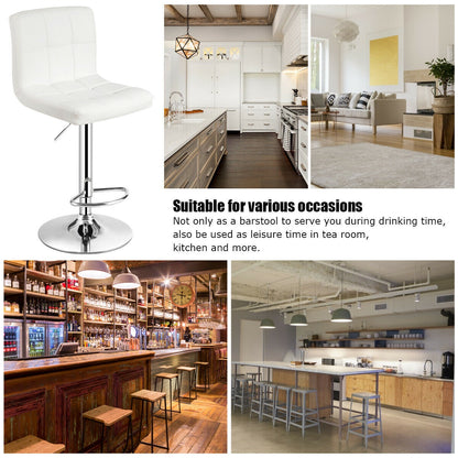 Adjustable Swivel Bar Stool with PU Leather-White - Direct by Wilsons Home Store