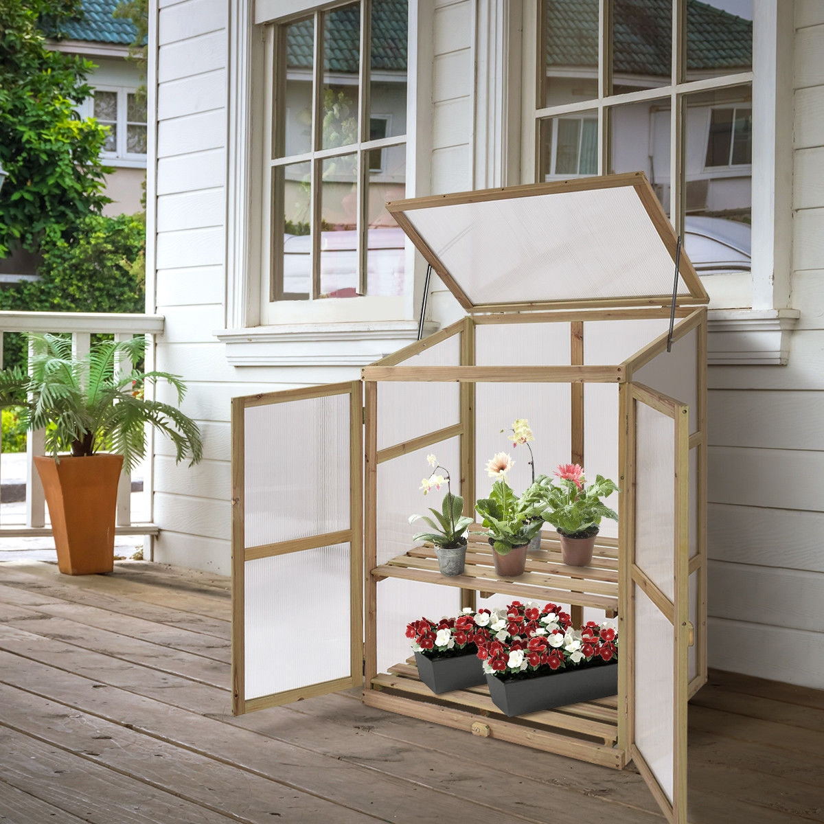 Garden Portable Wooden Raised Plants Greenhouse - Direct by Wilsons Home Store