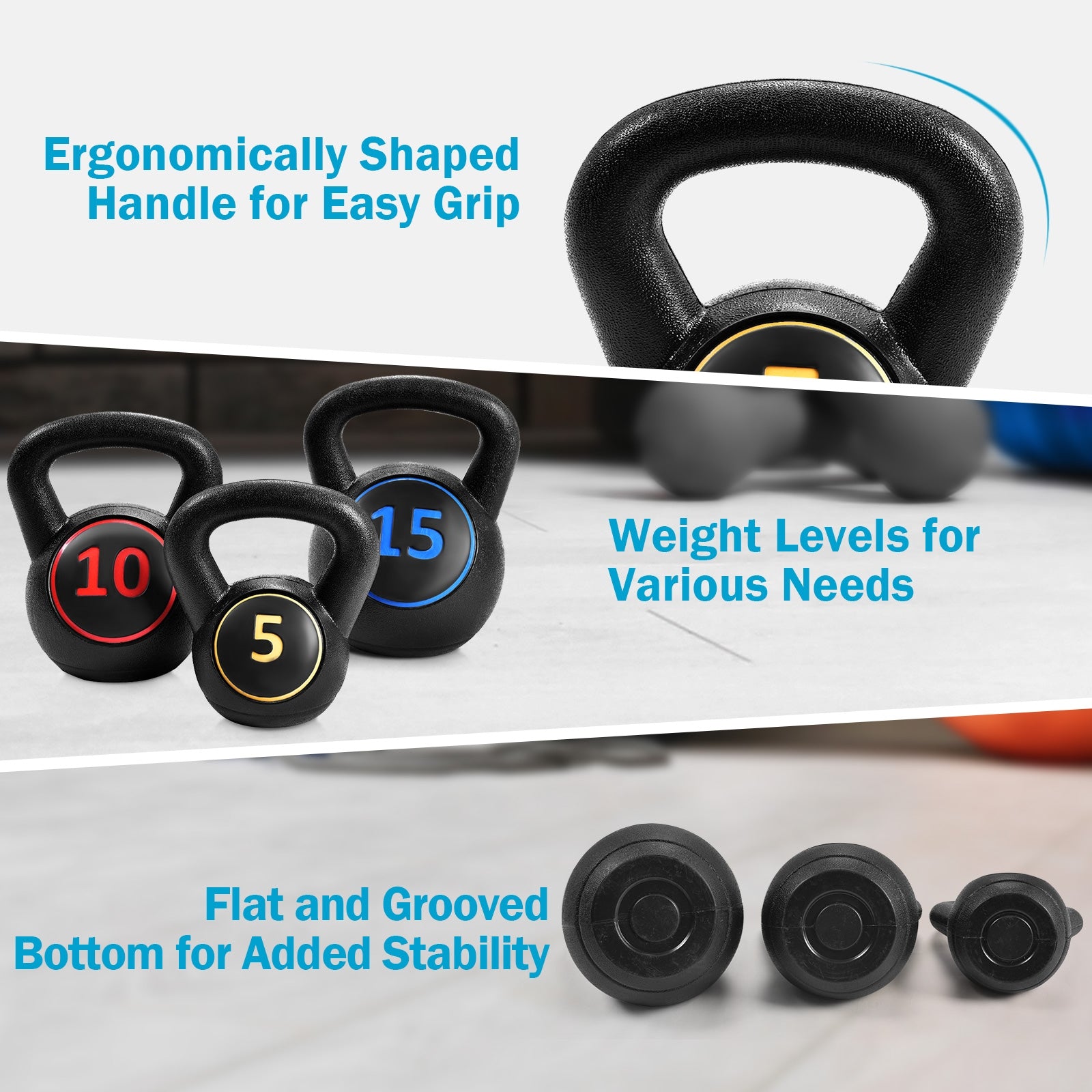 3 Pieces 5 10 15lbs Kettlebell Weight Set - Direct by Wilsons Home Store