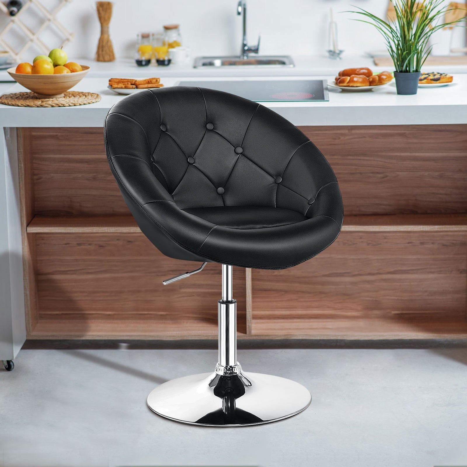 1 Piece Adjustable Modern Swivel Round Tufted-Black - Direct by Wilsons Home Store