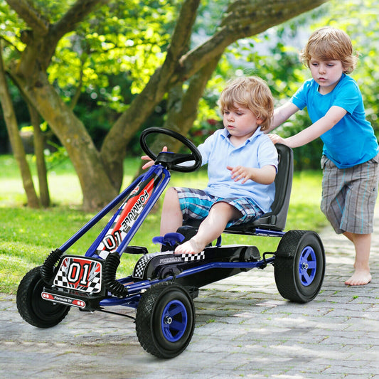 4 Wheels Kids Ride On Pedal Powered Bike Go Kart Racer Car Outdoor Play Toy-Blue - Direct by Wilsons Home Store