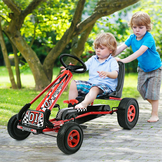 4 Wheels Kids Ride On Pedal Powered Bike Go Kart Racer Car Outdoor Play Toy-Red - Direct by Wilsons Home Store
