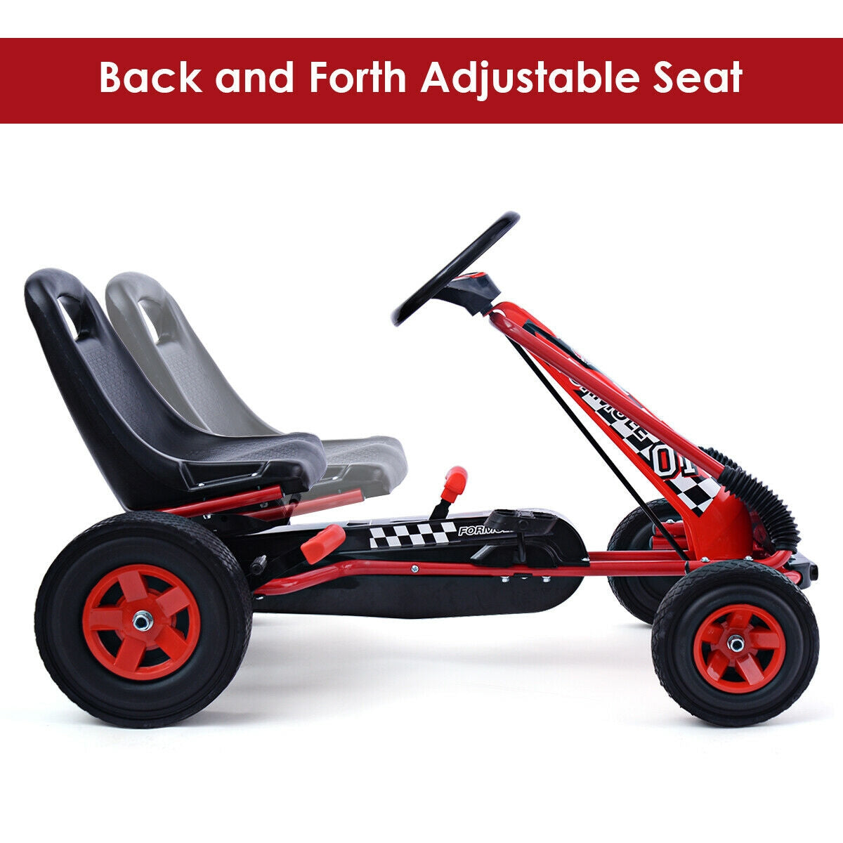 4 Wheels Kids Ride On Pedal Powered Bike Go Kart Racer Car Outdoor Play Toy-Red - Direct by Wilsons Home Store