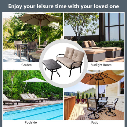 2 Pieces Patio Outdoor Cushioned Coffee Table Seat-Beige - Direct by Wilsons Home Store