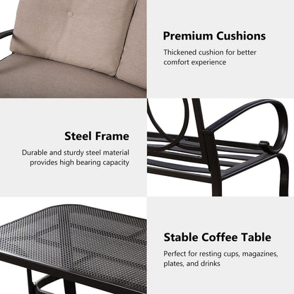 2 Pieces Patio Outdoor Cushioned Coffee Table Seat-Beige - Direct by Wilsons Home Store