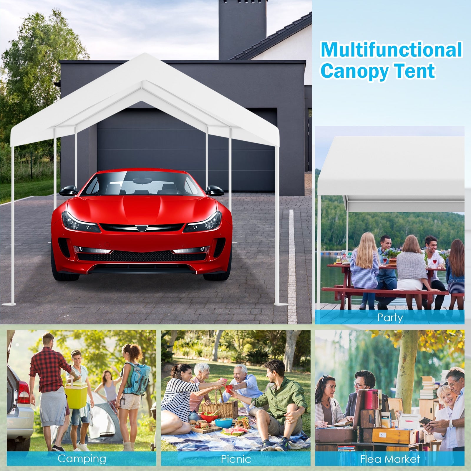 10 x 20 Feet Steel Frame Portable Car Canopy Shelter - Direct by Wilsons Home Store