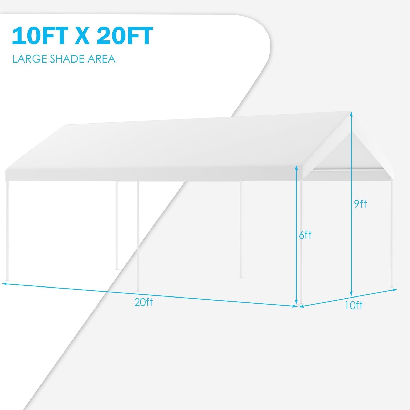 10 x 20 Feet Steel Frame Portable Car Canopy Shelter - Direct by Wilsons Home Store