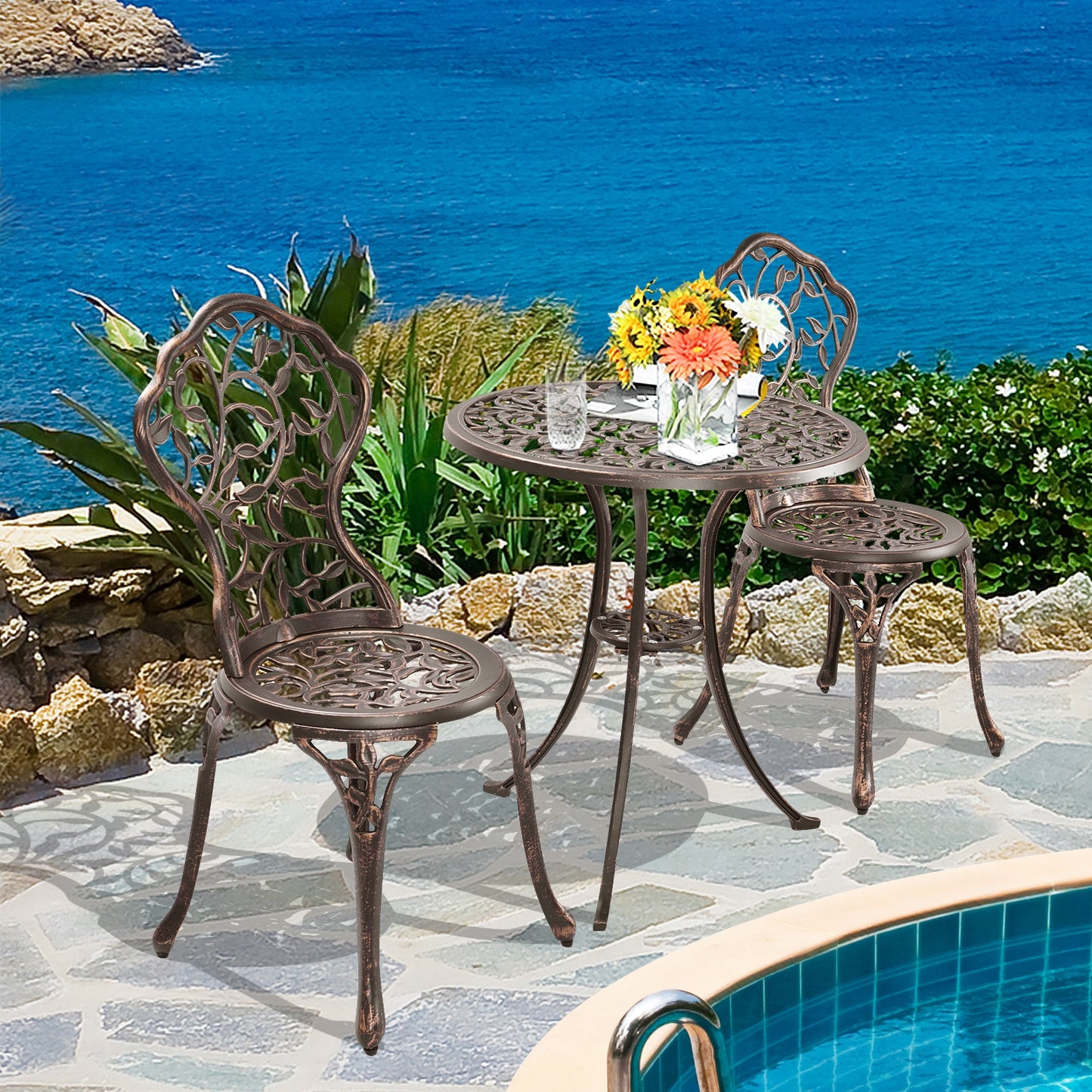 3 Pieces Cast Aluminum Bistro Set - Direct by Wilsons Home Store