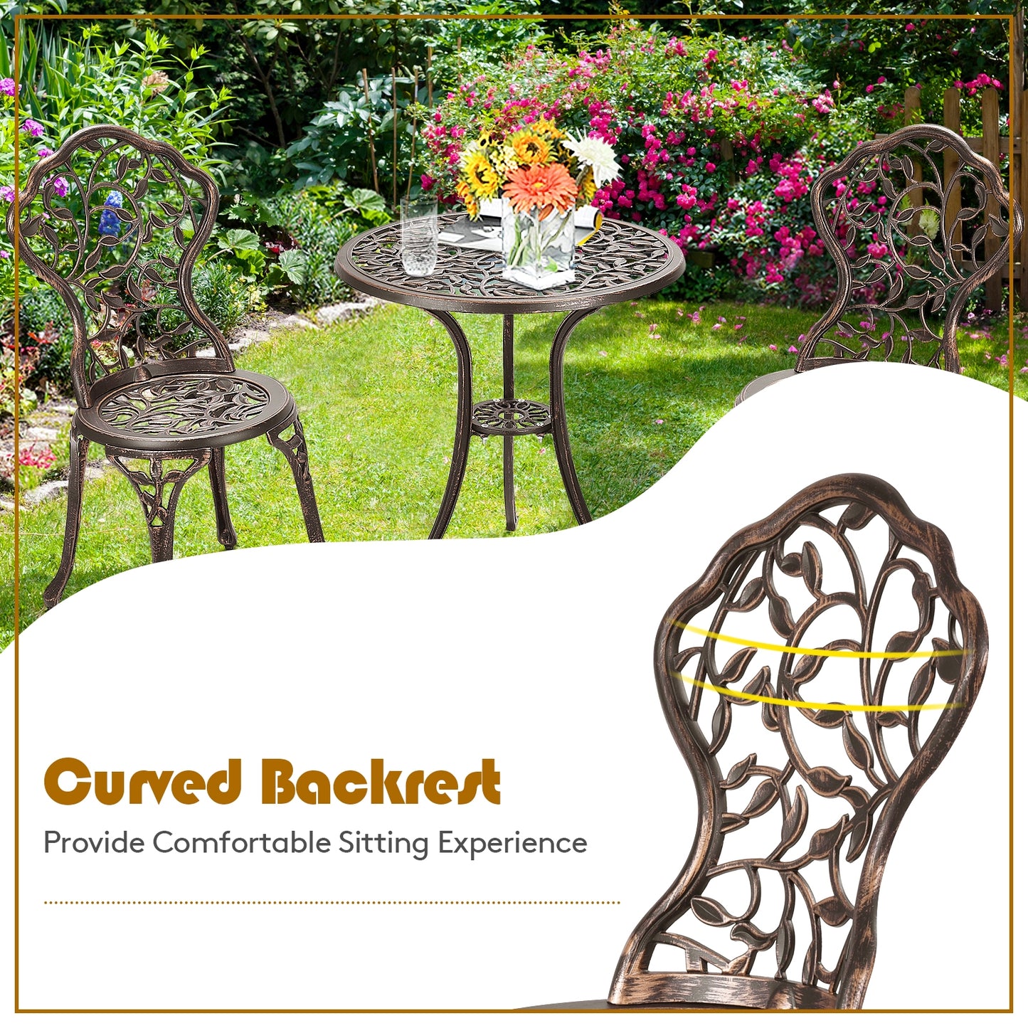 3 Pieces Cast Aluminum Bistro Set - Direct by Wilsons Home Store