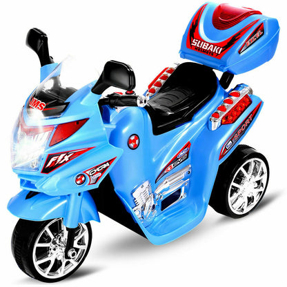 6V Powered 3 Wheels Kids Electric Ride-on Toy Motorcycle-Black