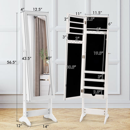 New Mirrored Jewelry Cabinet Armoire Mirror Organizer Storage Box Ring w/ Stand-Black