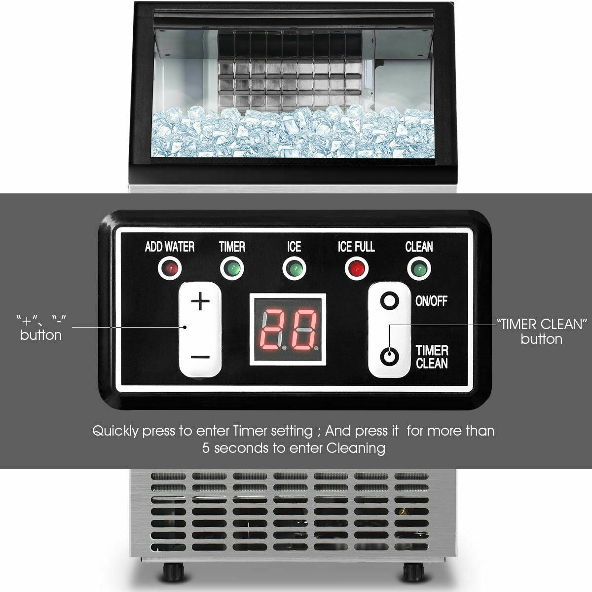 Portable Built-In Stainless Steel Commercial Ice Maker - Direct by Wilsons Home Store