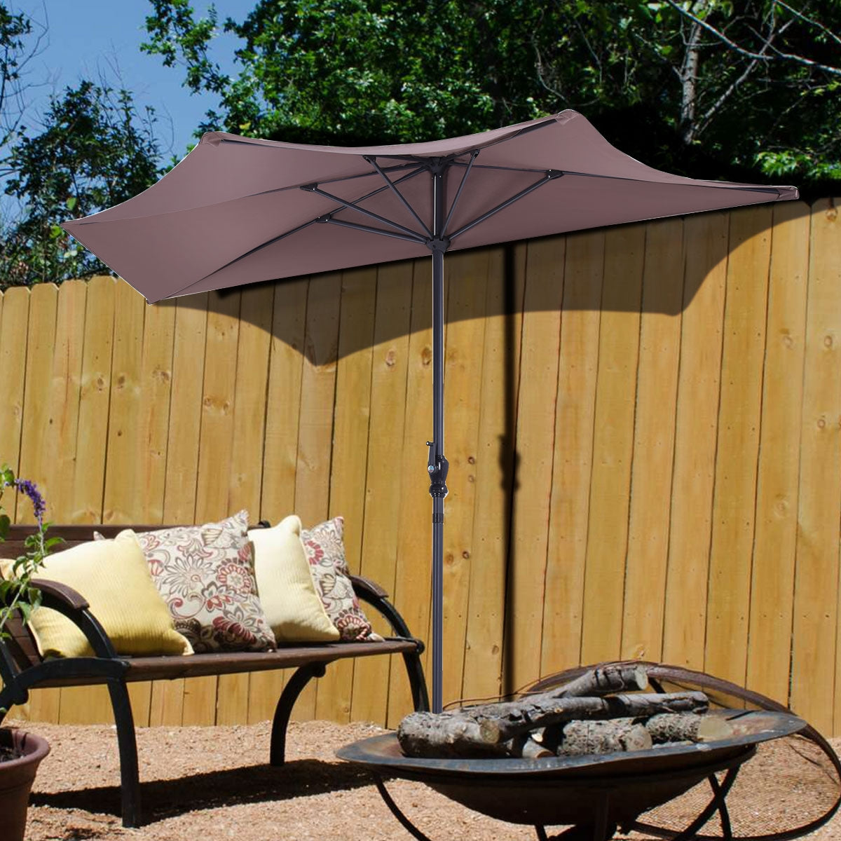 9' Half Round Patio Umbrella Sunshade without Weight Base - Direct by Wilsons Home Store