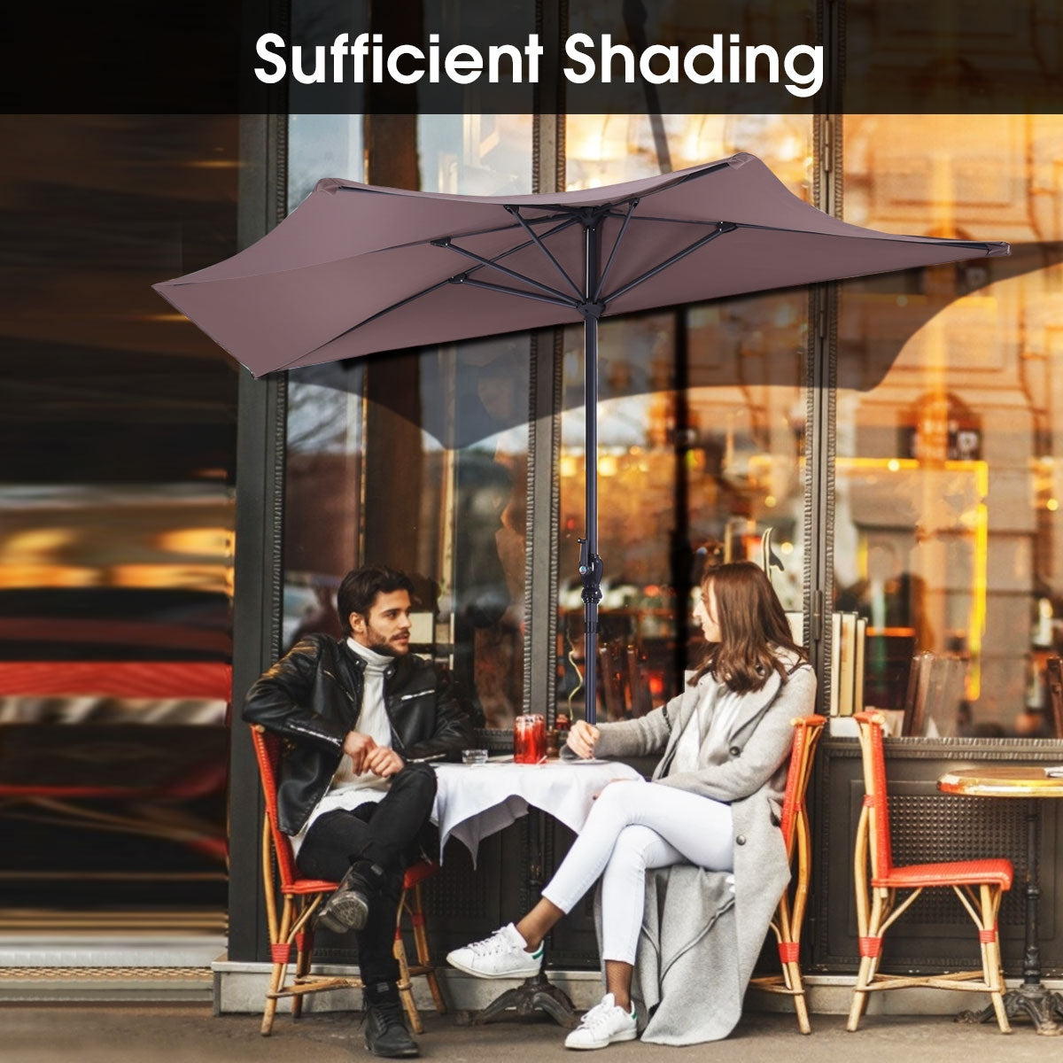 9' Half Round Patio Umbrella Sunshade without Weight Base - Direct by Wilsons Home Store