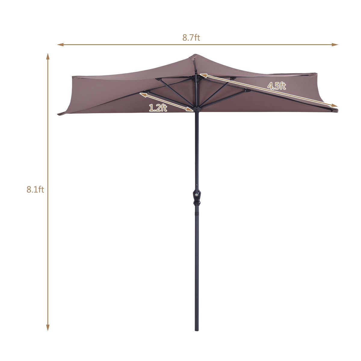 9' Half Round Patio Umbrella Sunshade without Weight Base - Direct by Wilsons Home Store