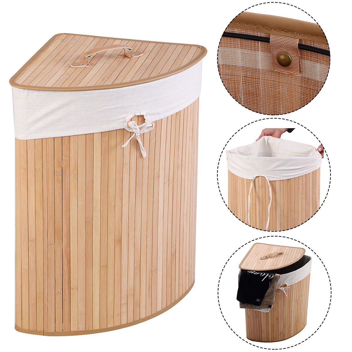 Corner Bamboo Hamper Laundry Basket - Direct by Wilsons Home Store