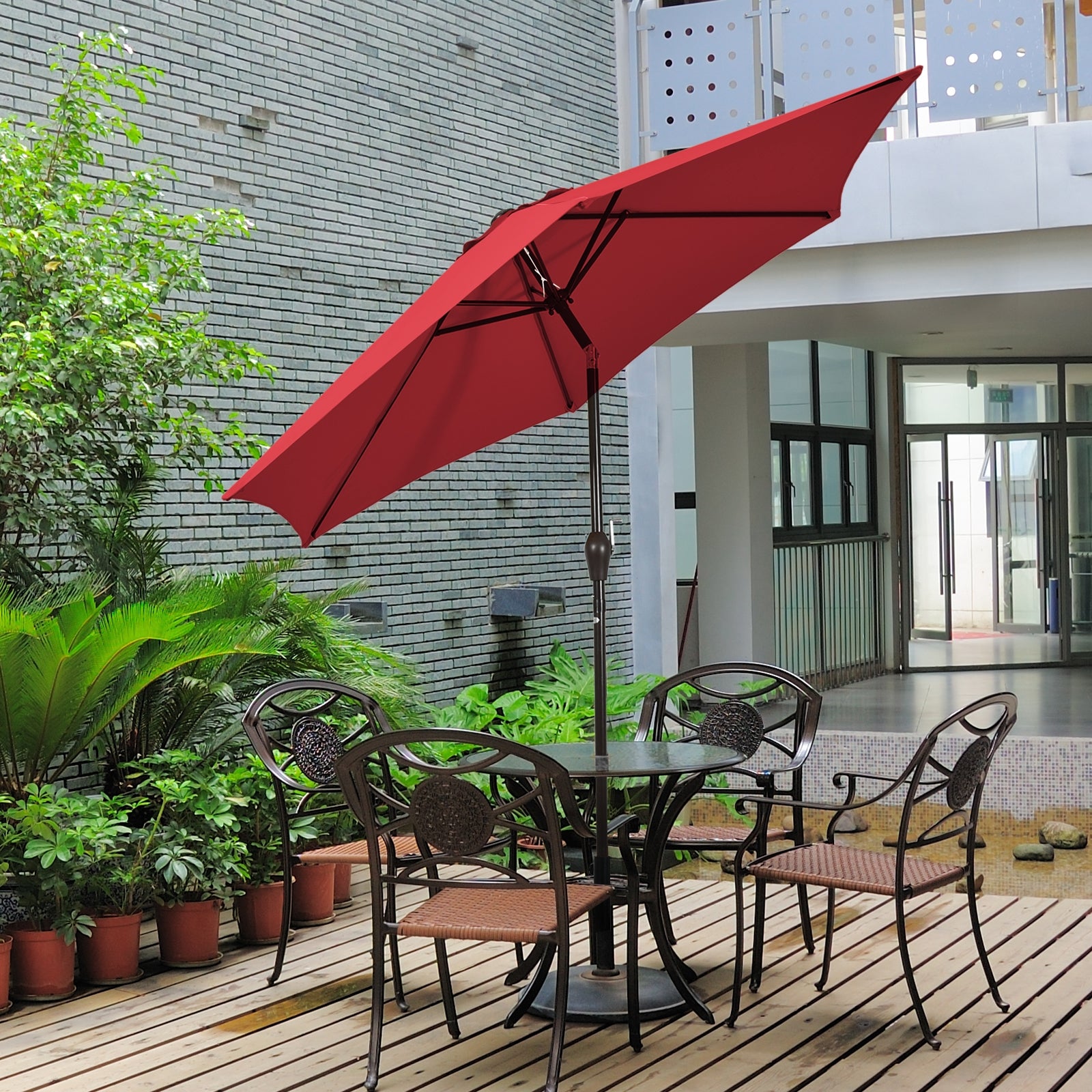 10 Feet Outdoor Patio Umbrella with Tilt Adjustment and Crank-Burgundy - Direct by Wilsons Home Store