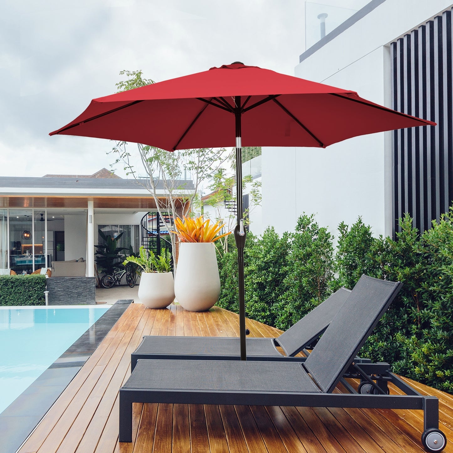 10 Feet Outdoor Patio Umbrella with Tilt Adjustment and Crank-Burgundy - Direct by Wilsons Home Store