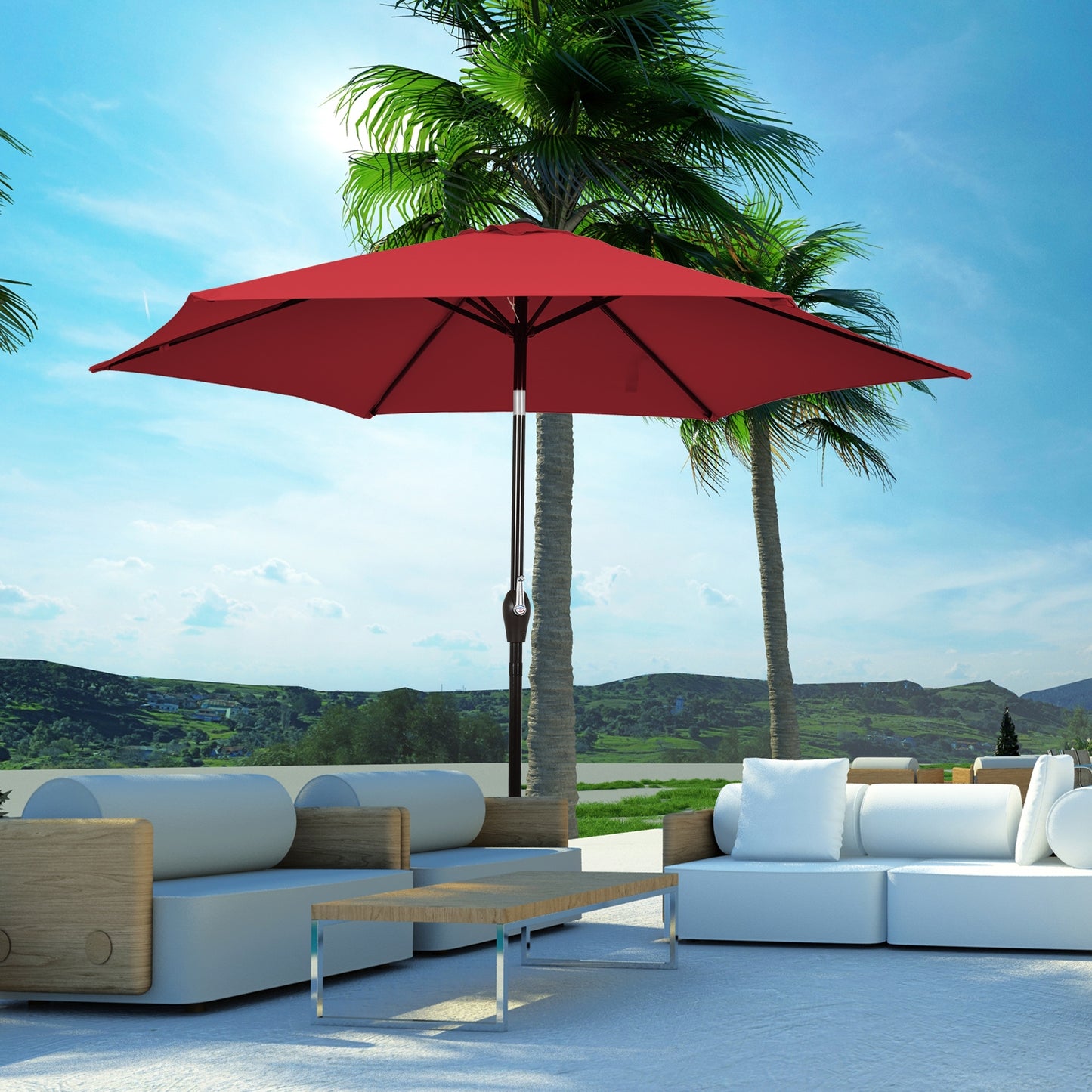 10 Feet Outdoor Patio Umbrella with Tilt Adjustment and Crank-Burgundy - Direct by Wilsons Home Store