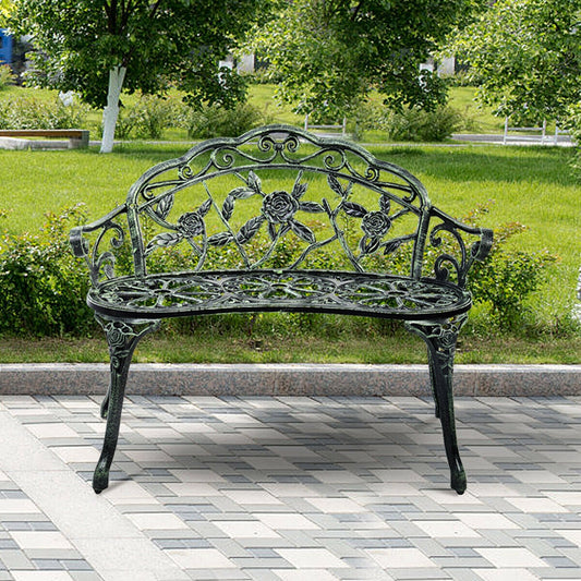Outdoor Cast Aluminum Patio Bench Antique Rose - Direct by Wilsons Home Store
