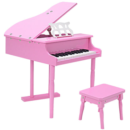 Musical Instrument Toy 30-Key Children Mini Grand Piano with Bench-Pink - Direct by Wilsons Home Store