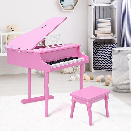 Musical Instrument Toy 30-Key Children Mini Grand Piano with Bench-Pink - Direct by Wilsons Home Store