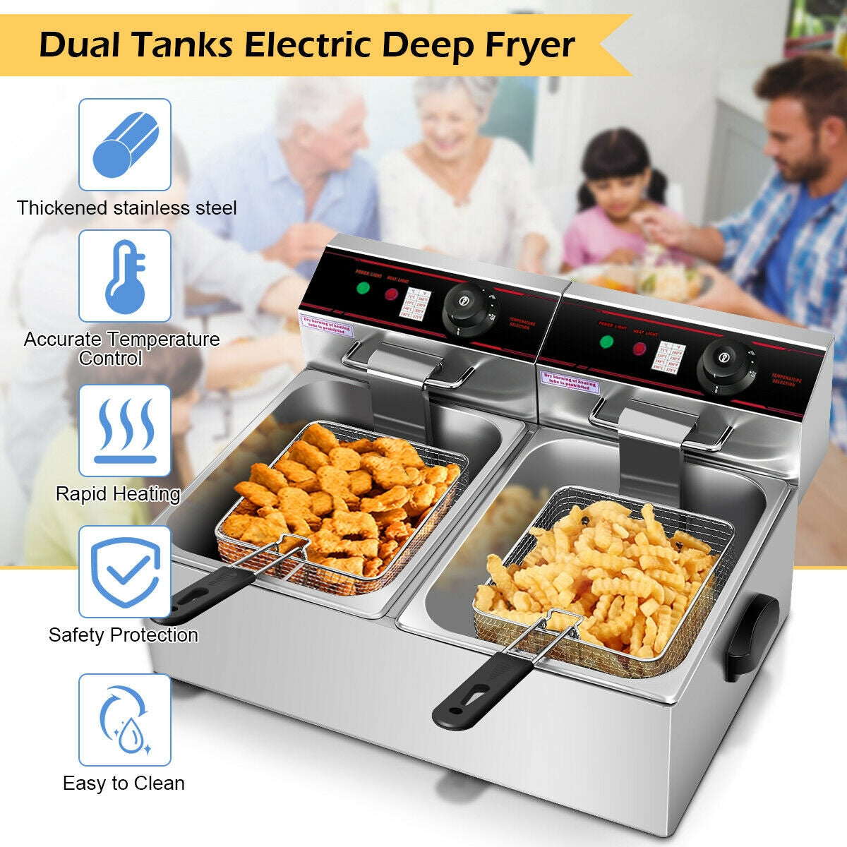 3400W Dual Tank Electric Countertop Deep Fryer - Direct by Wilsons Home Store