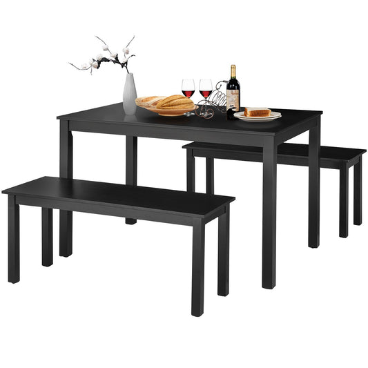 3 Pieces Modern Studio Collection Table Dining Set-Black