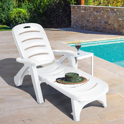 5 Position Adjustable Folding Lounger Chaise Chair-Gray