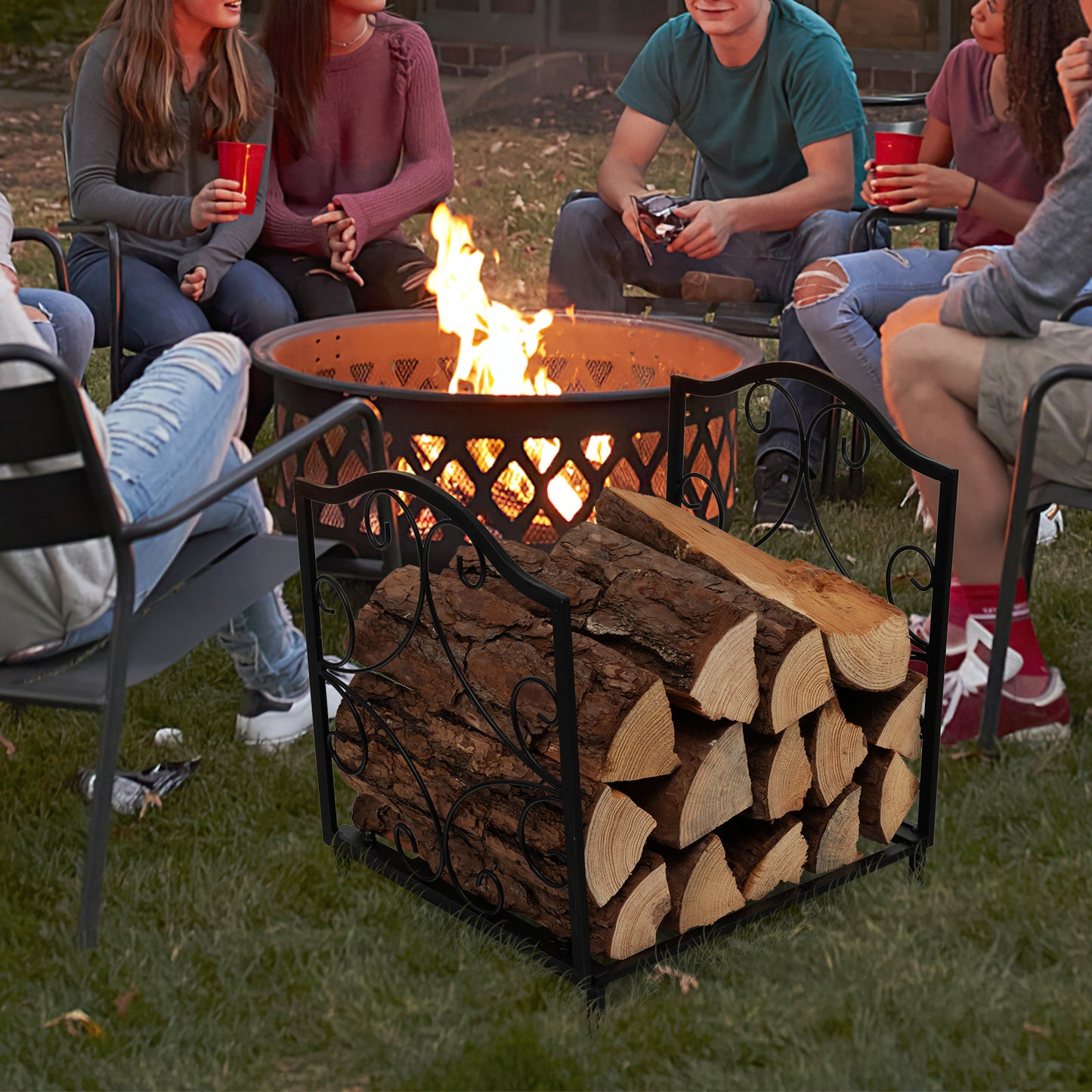 Heavy-Duty Steel Firewood Log Rack