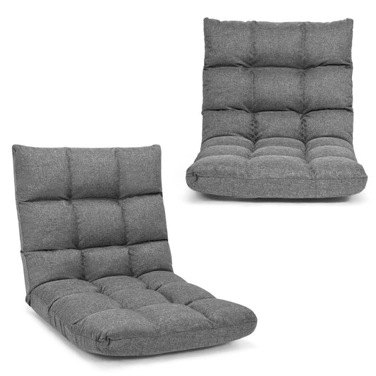 14-Position Adjustable Folding Lazy Gaming Sofa-Gray