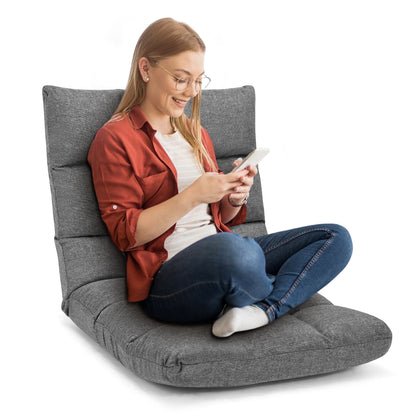 14-Position Adjustable Folding Lazy Gaming Sofa-Gray