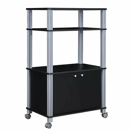 Microwave Rack Stand Rolling Storage Cart-Black