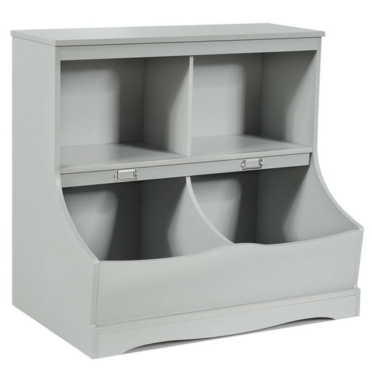 3-Tier Kids Bookcase Storage Organizer-Gray