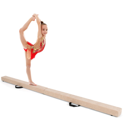 7 Feet Folding Portable Floor Balance Beam with Handles for Gymnasts-Blue