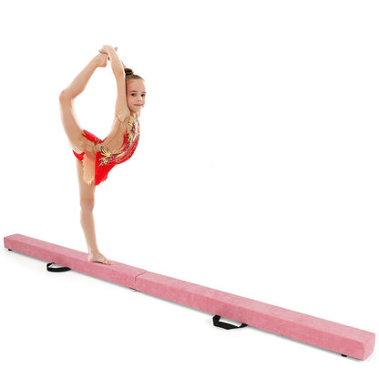 7 Feet Folding Portable Floor Balance Beam with Handles for Gymnasts-Blue