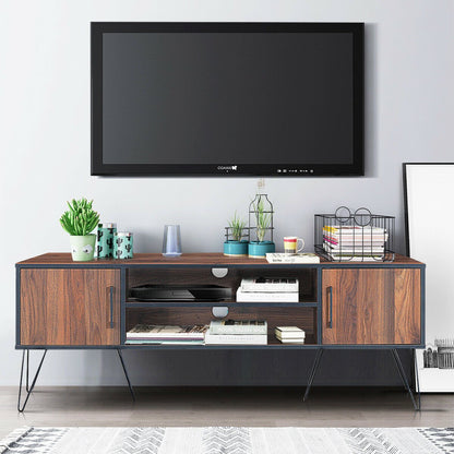 59 Inches Retro Wooden TV Stand for TVs up to 65 Inches-Brown