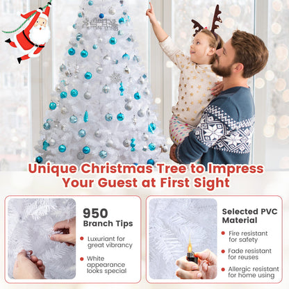 8 ft White Christmas Tree with Solid Metal Stand-8 ft