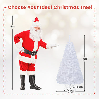 5 ft White Artificial PVC Christmas Tree with Solid Metal Stand-5 ft
