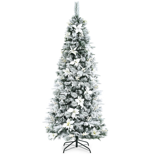 Artificial Christmas Tree Snow Flocked Pencil Tree-7 ft
