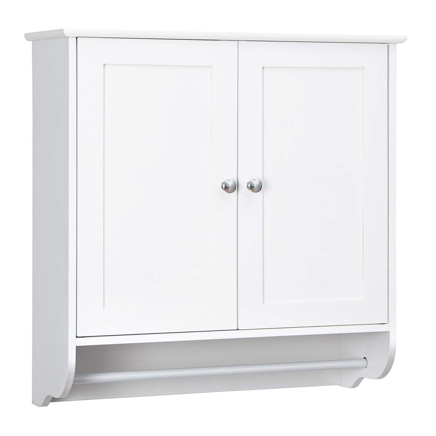 Wall Mounted Bathroom Storage Medicine Cabinet with Towel Bar-Brown