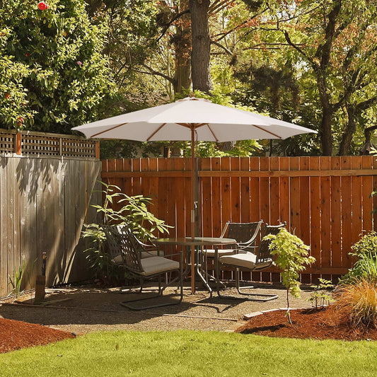 Adjustable 10 Feet Wooden Outdoor Umbrella Sunshade-Beige - Direct by Wilsons Home Store